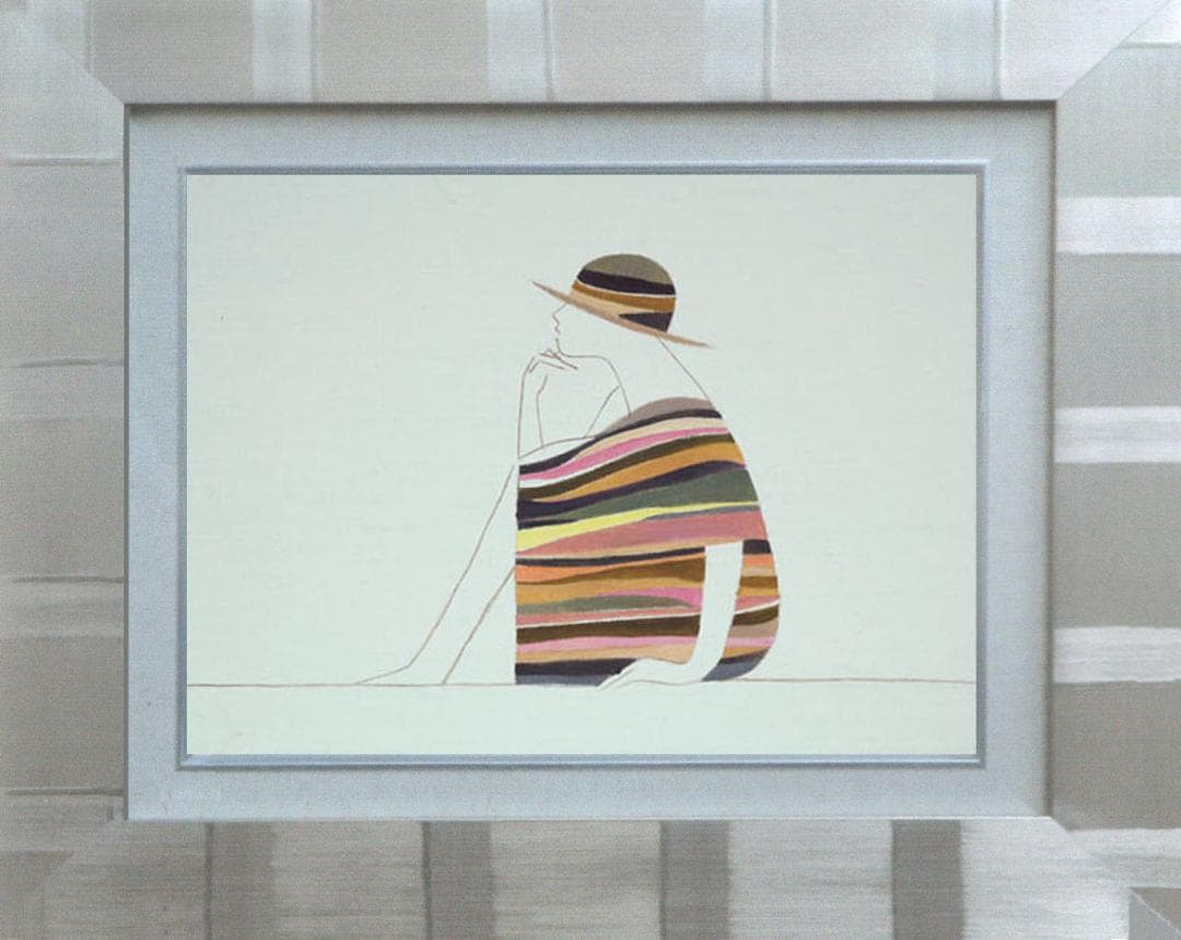 油絵 菅家令子 絵 絵画 インテリア 額付(白) F3-041214 人物 女性