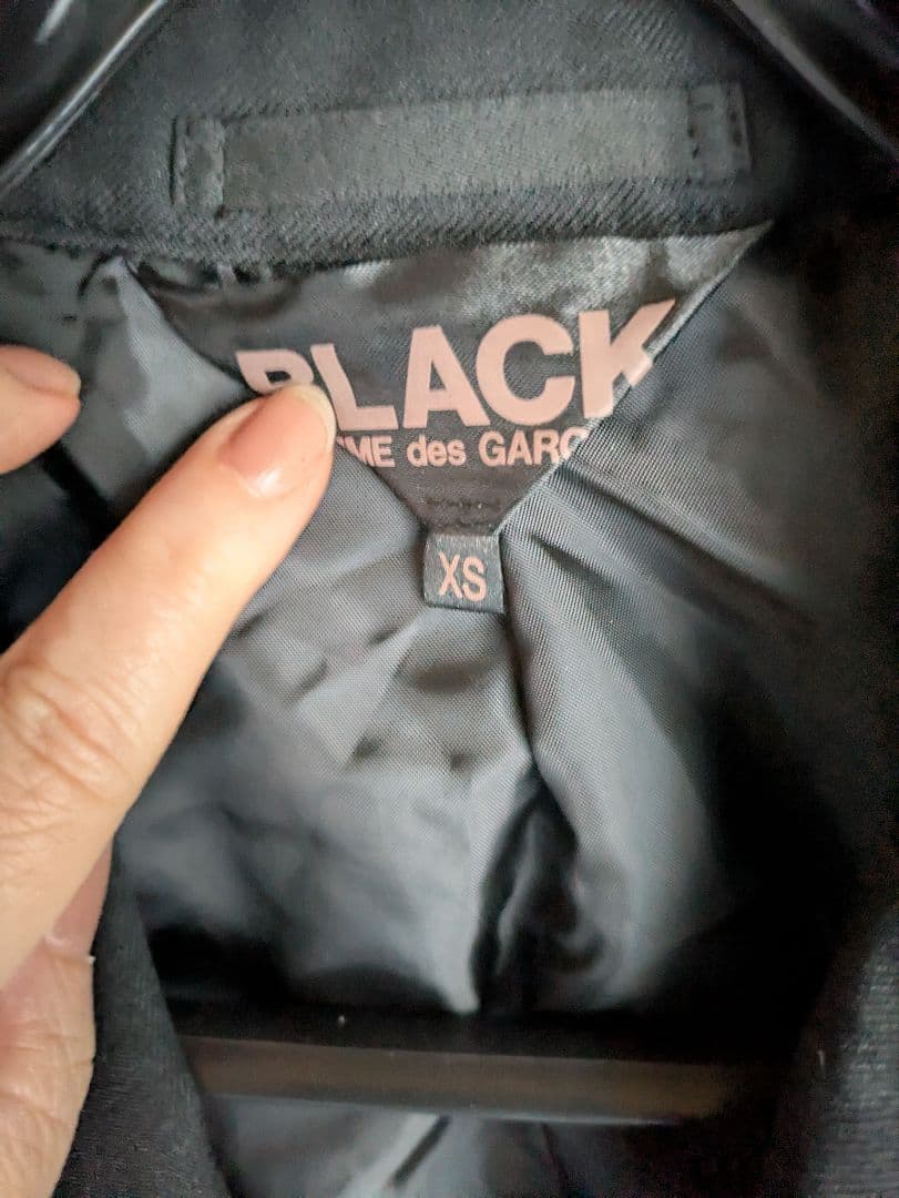 【未使用】BLACKコムデギャルソン　チェスターコート XS ブラック　異素材