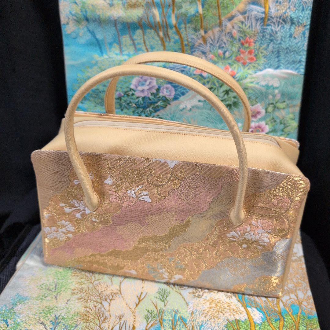 利休バック　和装用バッグ 金色とピンクのグラデーション　美品
