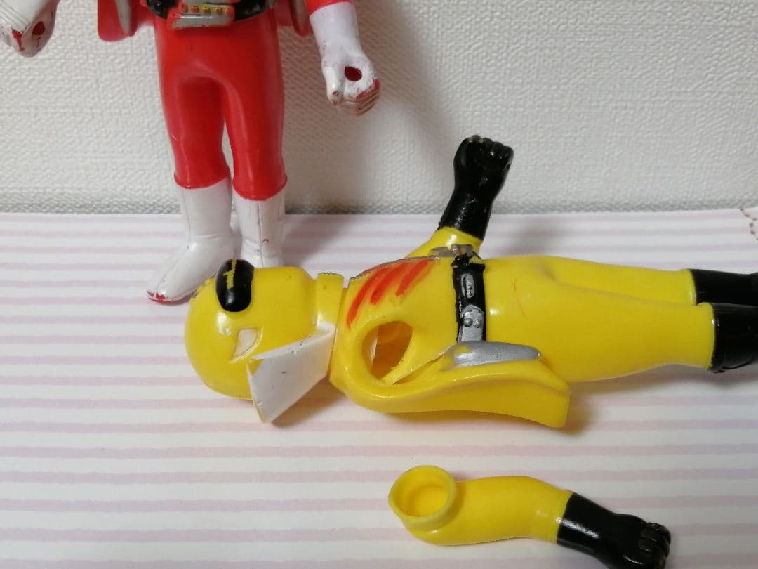 【腕の内部破損アリ！！】戦隊ヒーローゴレンジャー ソフビ 赤 黄 2体セット