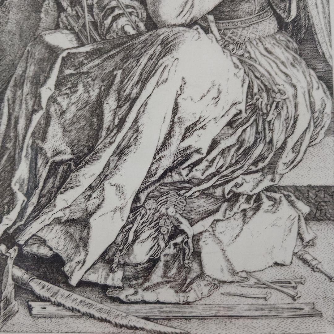 \"未使用\" アルブレヒト・デューラー 銅版画『メランコリア』ウコン布&共箱付