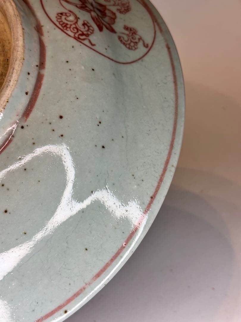 中国 明時代 釉裏紅 荷花文 皿 古陶磁 骨董品 美術品