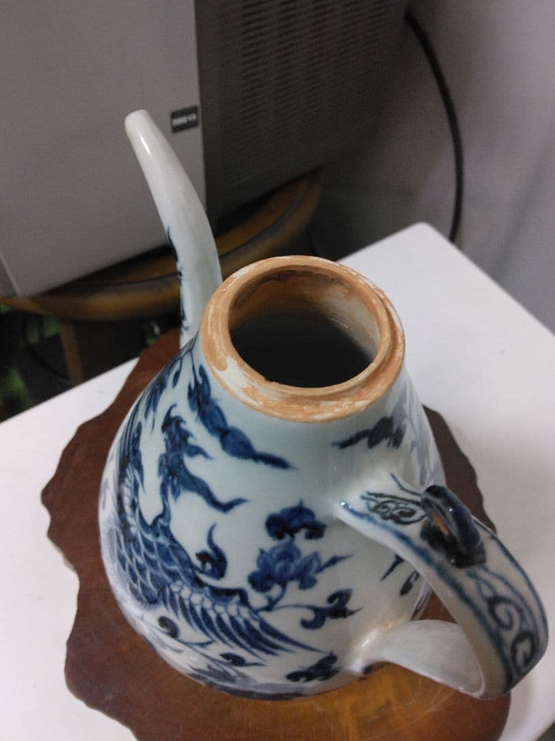 青白陶器 水差し 鳳凰デザイン