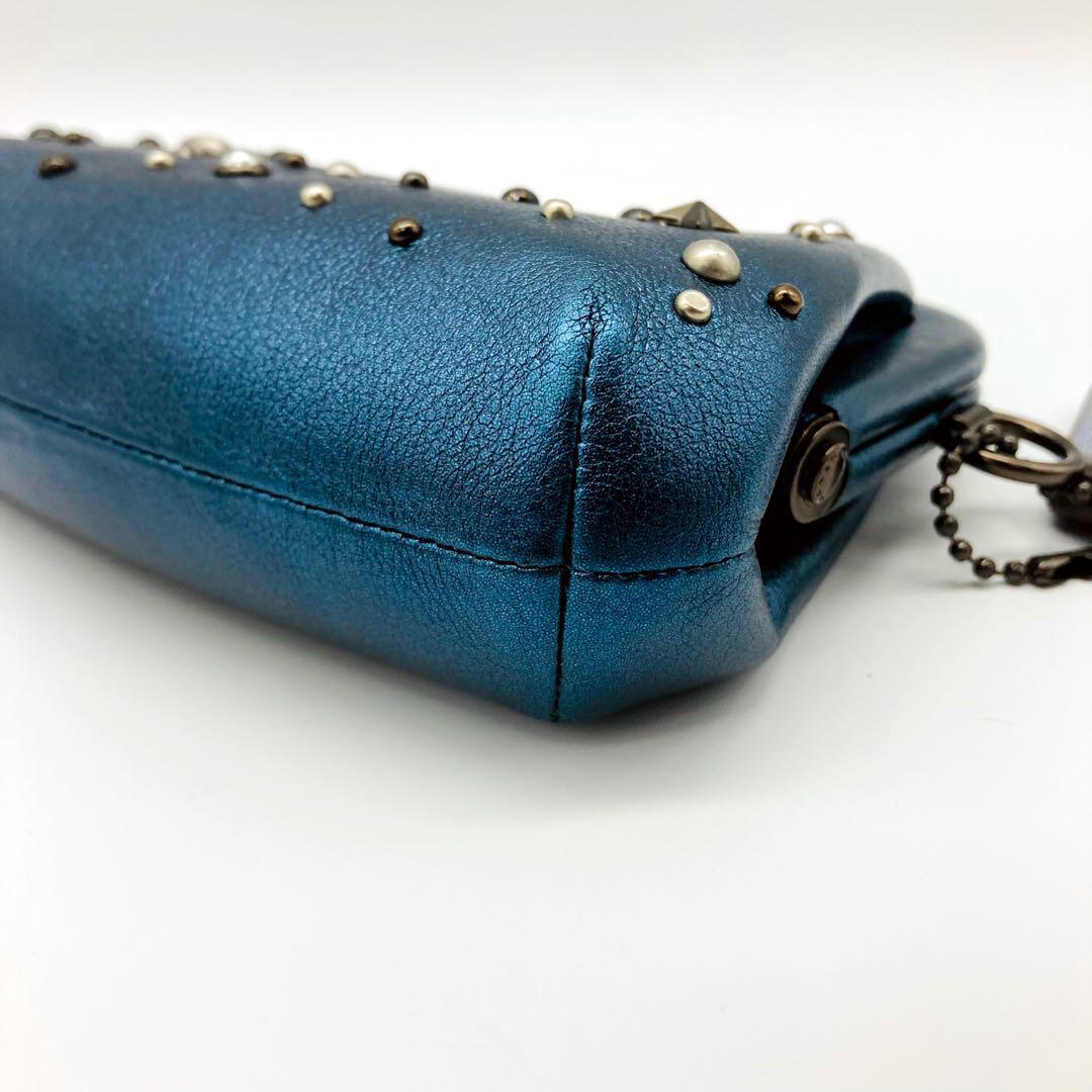 【レア】コーチ パース キスロック 水原希子 スターリべット メタルブルー