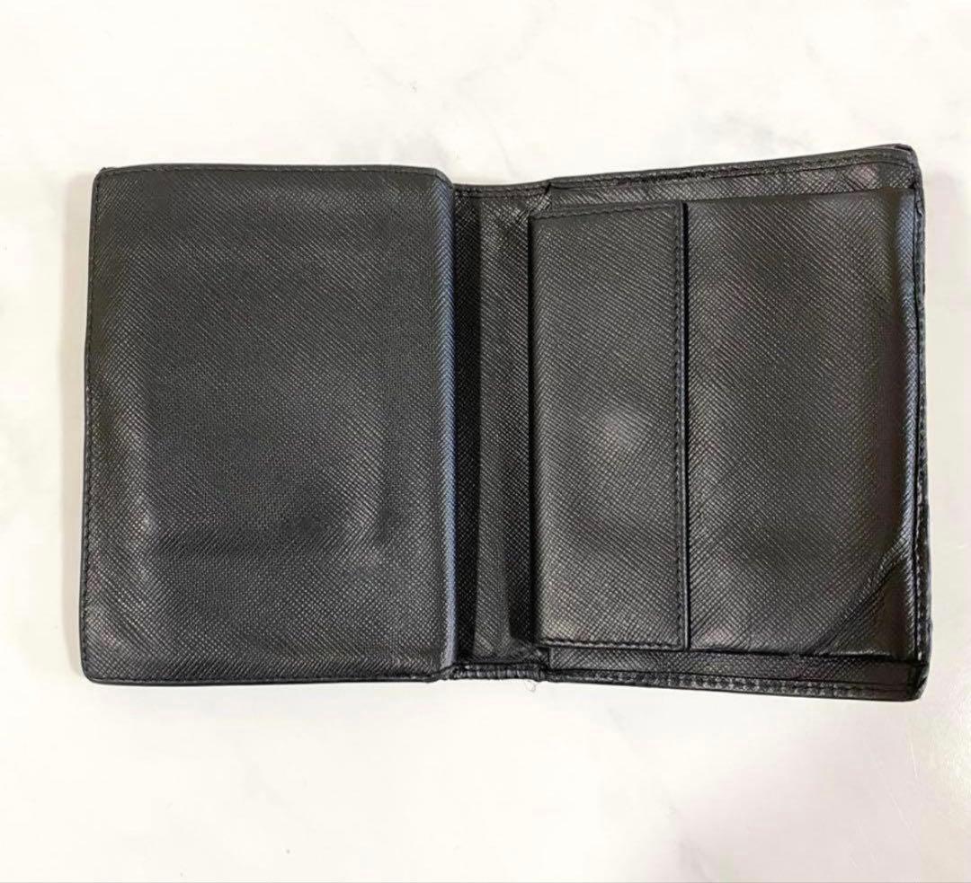 PRADA プラダ　サフィアーノ　レザー 二つ折り財布 ブラック