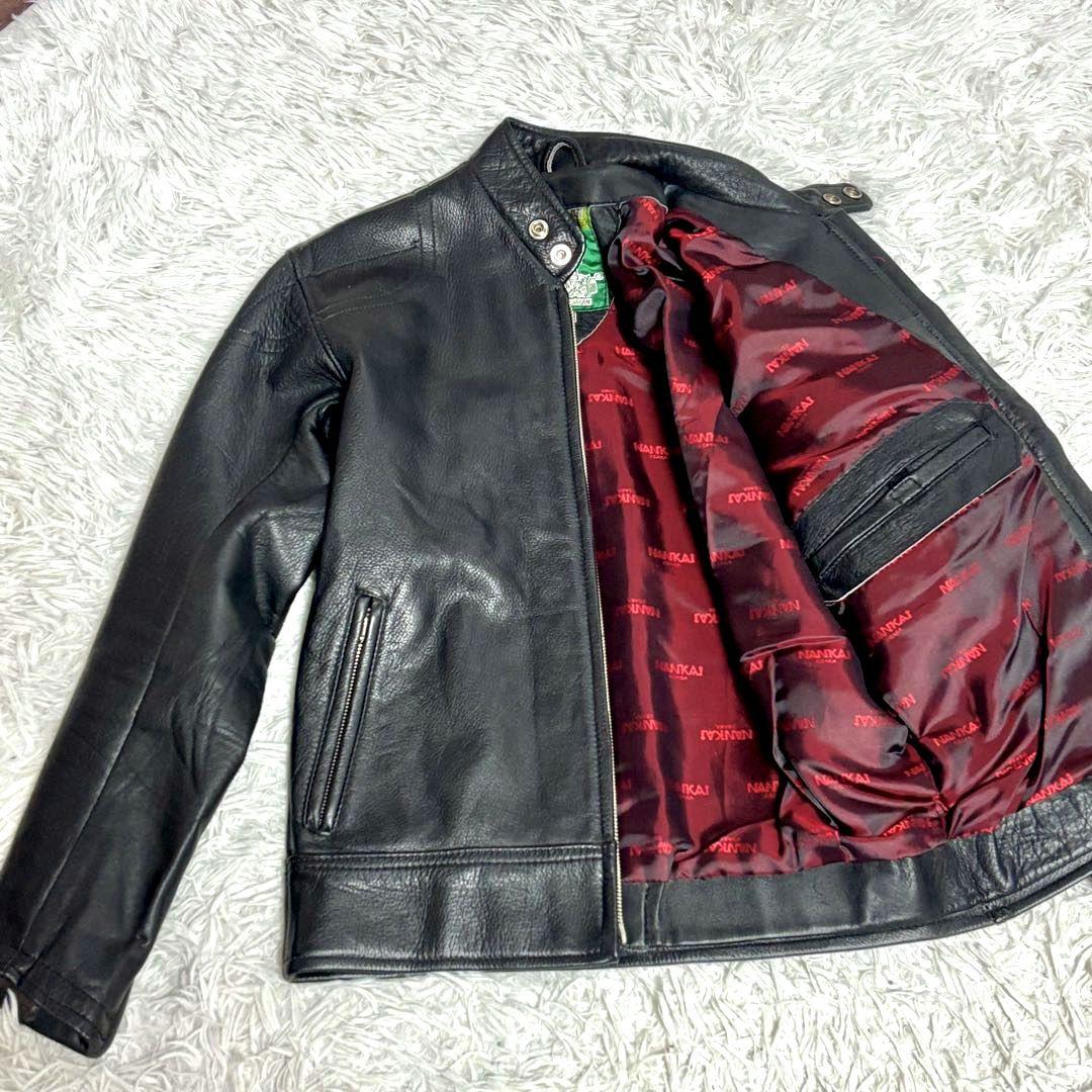 ✨美品✨裏地赤❗️ NANKAI　シングルライダースジャケット　ブラック黒