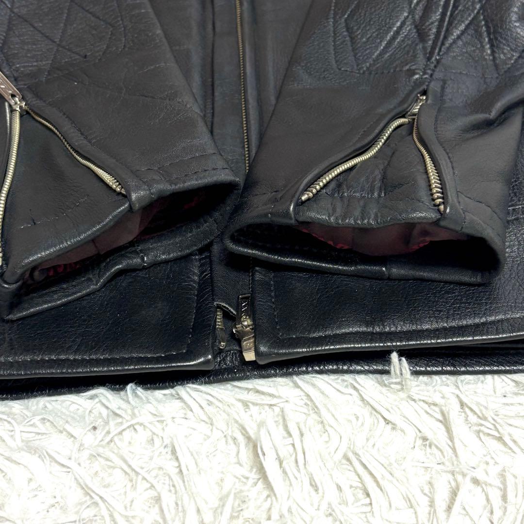 ✨美品✨裏地赤❗️ NANKAI　シングルライダースジャケット　ブラック黒