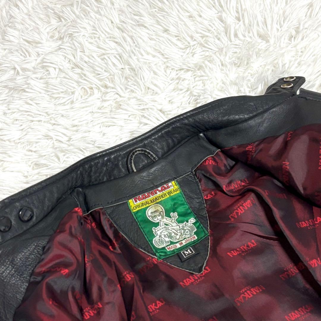 ✨美品✨裏地赤❗️ NANKAI　シングルライダースジャケット　ブラック黒