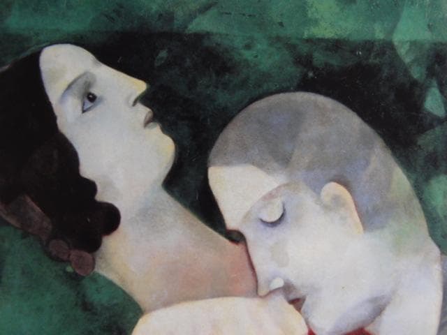 シャガール、『緑色の恋人たち』、希少な画集より、新品高級額・額装付