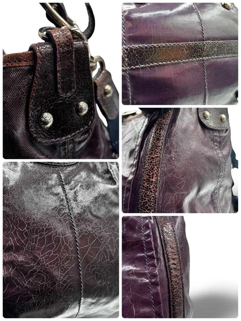 【2点】トッズ　Gバッグ　2way ショルダーバッグ　ハンド　レザー　紫