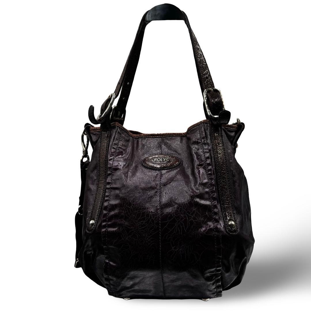 【2点】トッズ　Gバッグ　2way ショルダーバッグ　ハンド　レザー　紫