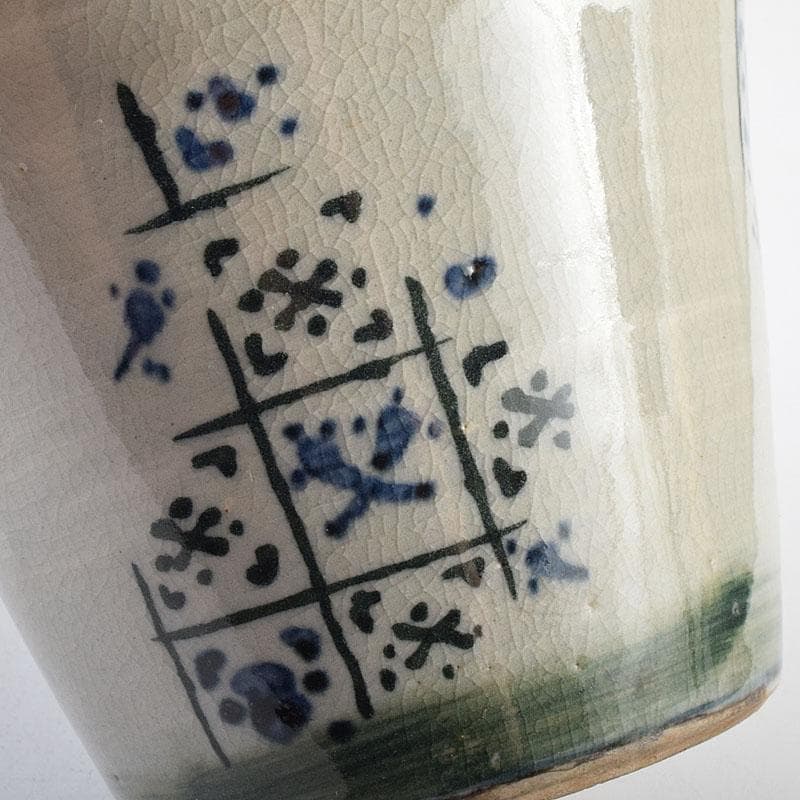 茶道具　瀬戸焼　染付　四方口　水指　時代箱　C　9046