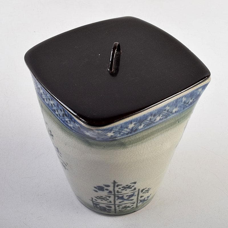茶道具　瀬戸焼　染付　四方口　水指　時代箱　C　9046