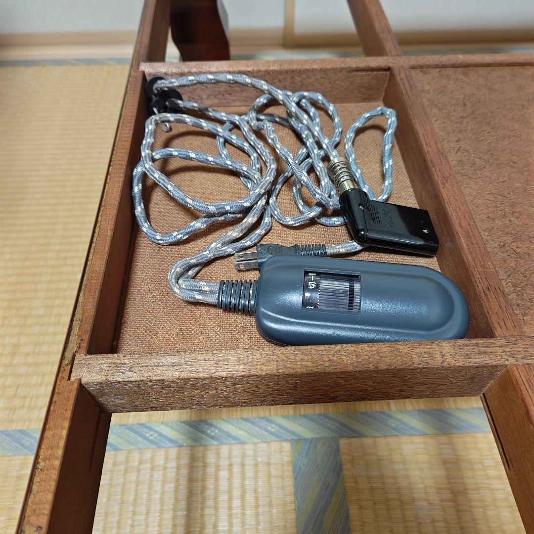 木製座卓(電気こたつ機能有り )ダークブラウン 彫刻装飾(0360)