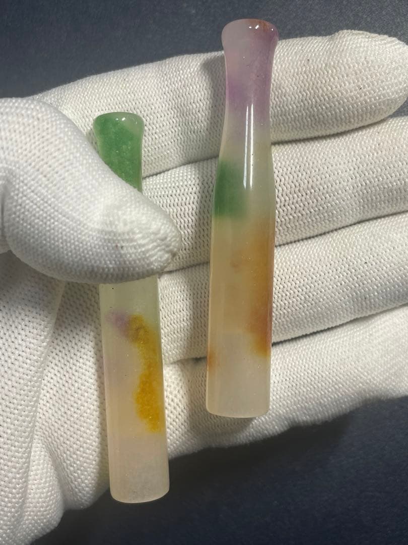 中国骨董品　文玩　文化財　翡翠煙斗2本　古賞物　古美品　古美術品　568