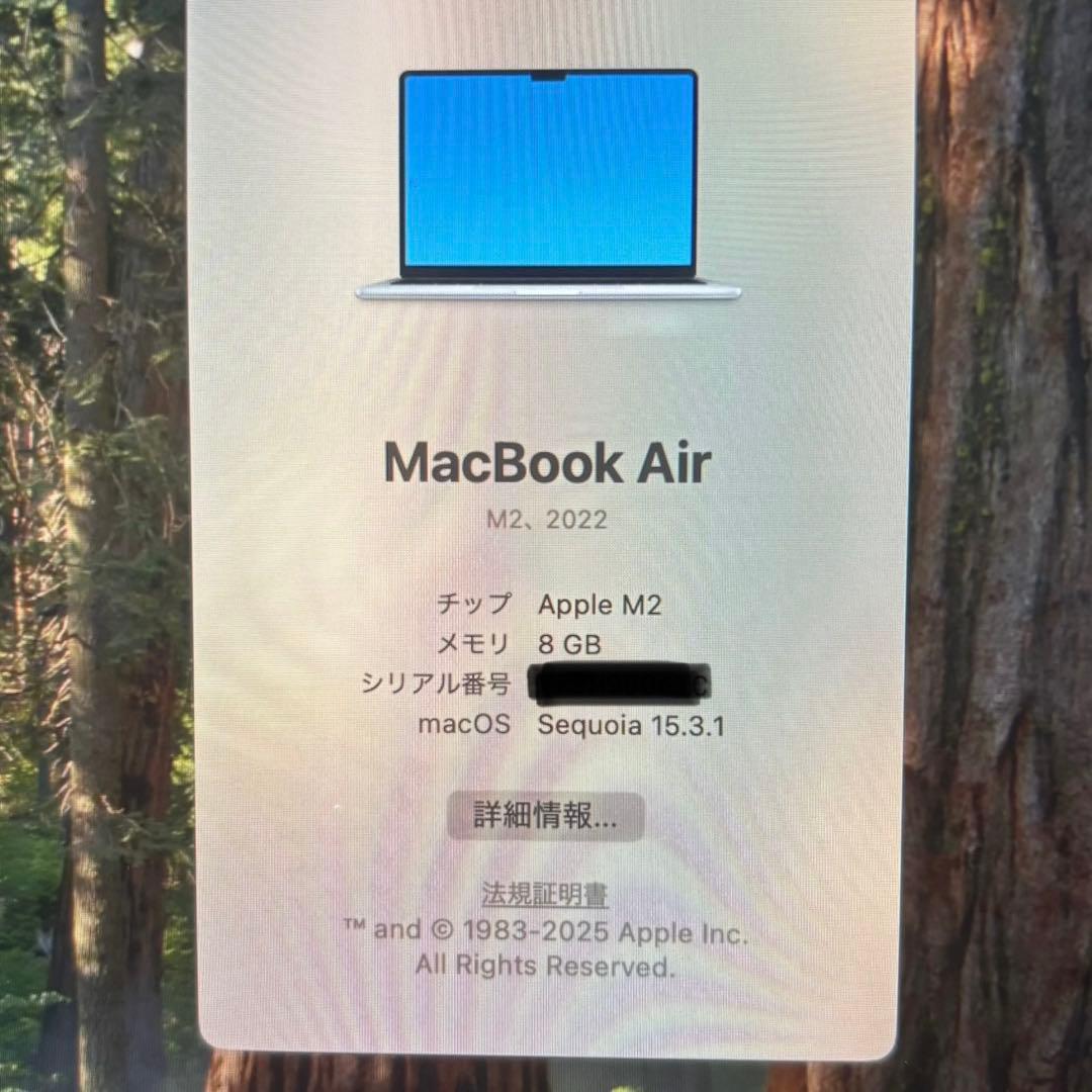 【即決価格◎本日発送】MacBook Air M2 美品／箱あり完備