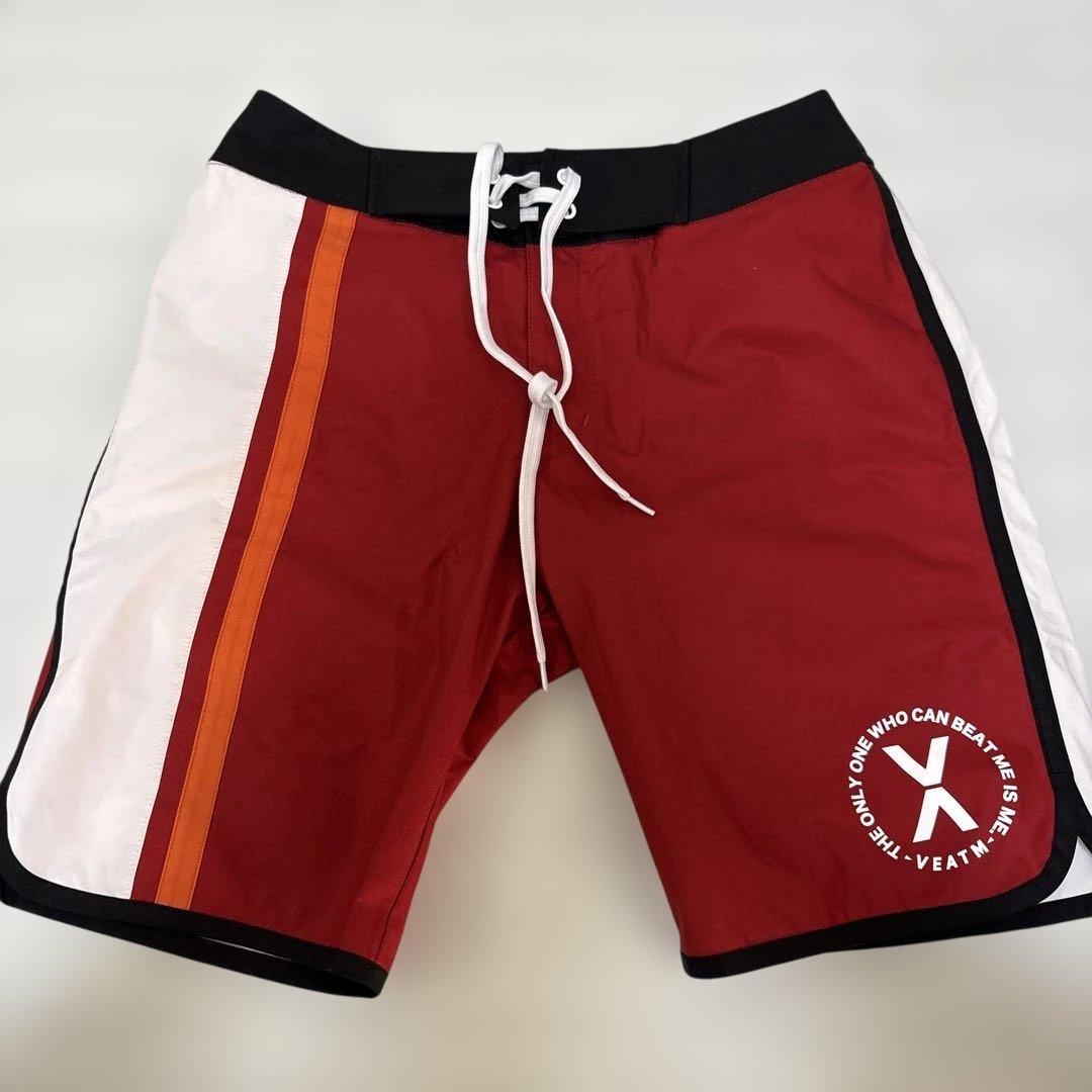 VEATM サーフパンツ　赤/白/オレンジ