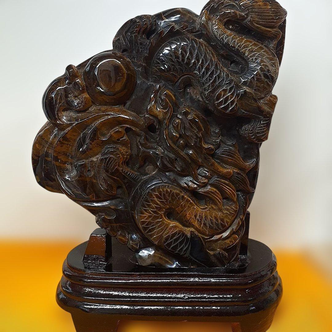 最終お値下げタイガーアイ龍神置物金運仕事運アップ