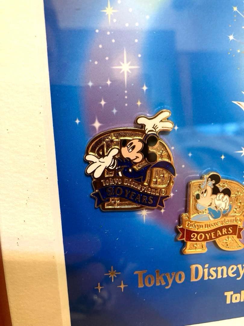 【新品未使用】東京ディズニーランド20周年記念ピンバッジセット　フレーム付き