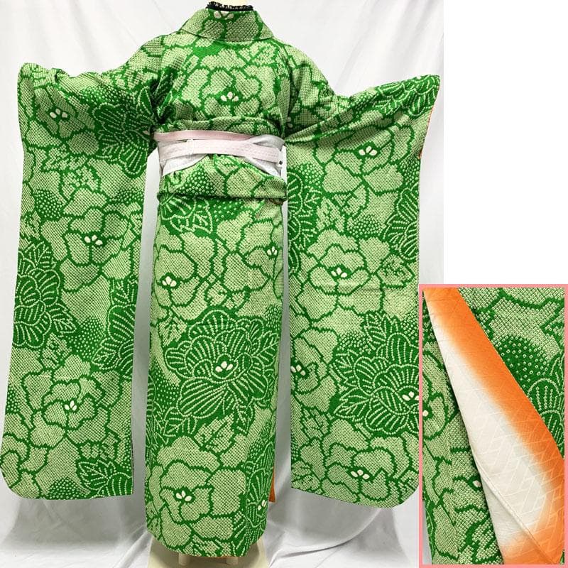 407aj88☆振袖＆袋帯 総絞り 身幅広め 成人式 十三参り☆状態良好