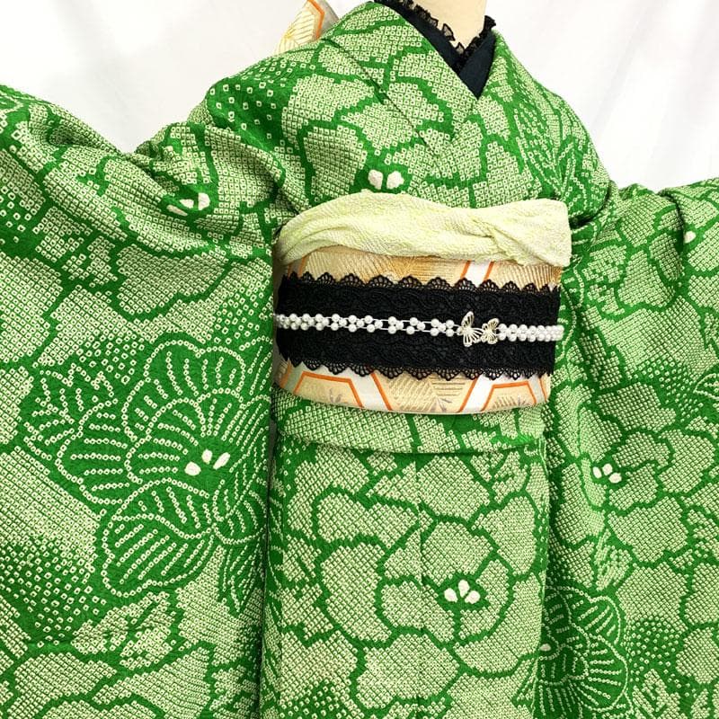 407aj88☆振袖＆袋帯 総絞り 身幅広め 成人式 十三参り☆状態良好