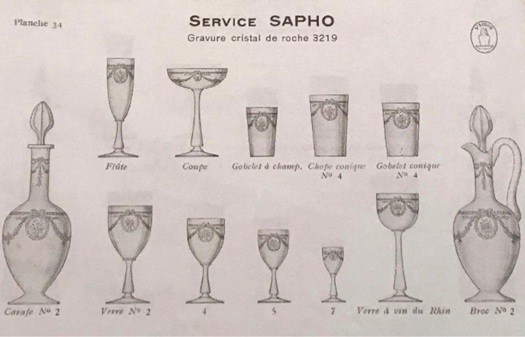 素敵な★オールドサンルイSt LouisサフォSaphoクリスタル石鹸入れ☆金彩