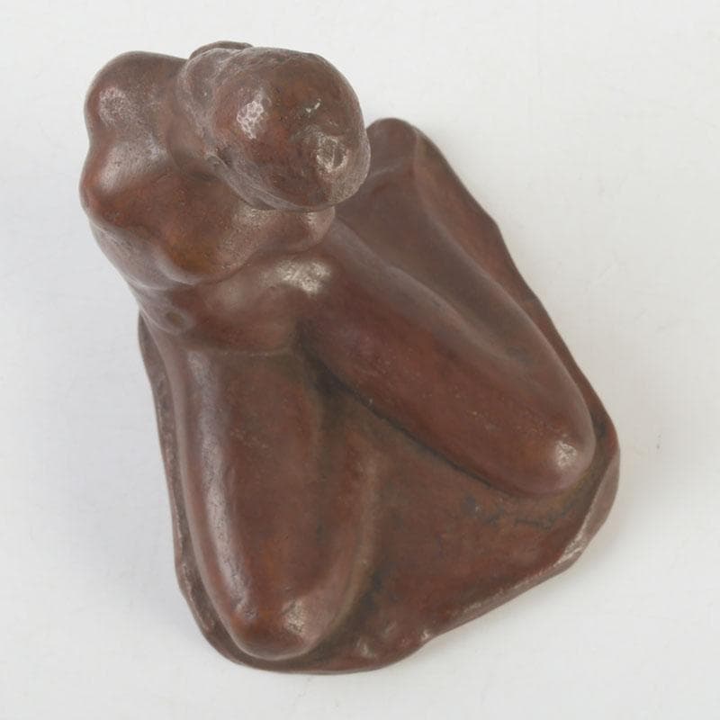 彫刻家　市之瀬廣太作　ブロンズ像　「波」　裸婦像　女性像　共箱　V　9625