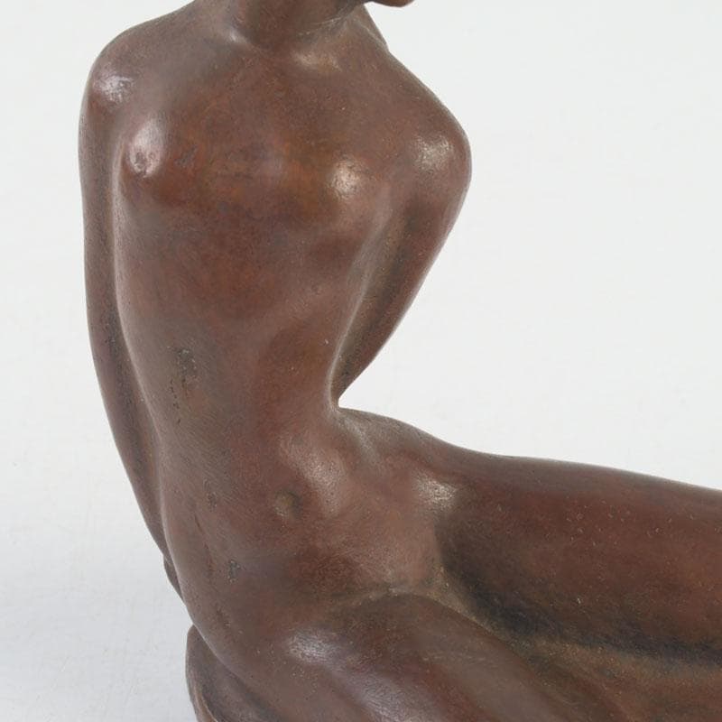 彫刻家　市之瀬廣太作　ブロンズ像　「波」　裸婦像　女性像　共箱　V　9625