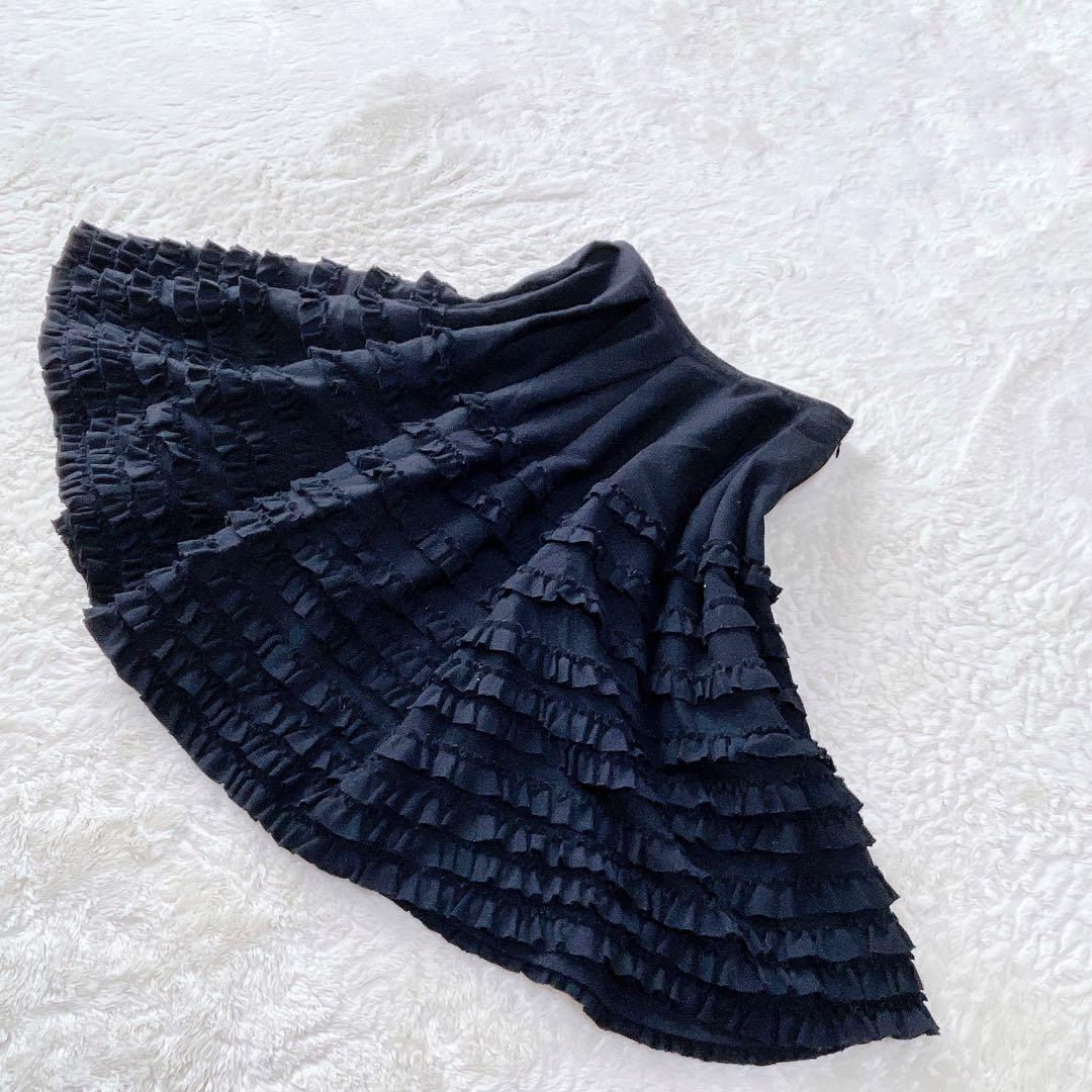 PINKHOUCE ピンクハウス ピコフリル フレアスカート 黒