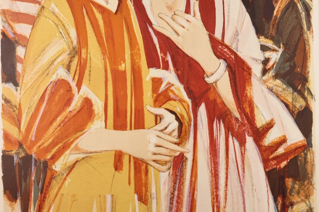 斉藤三郎　「 姉妹 」　リトグラフ　54/150　15号　直筆サイン　BK026