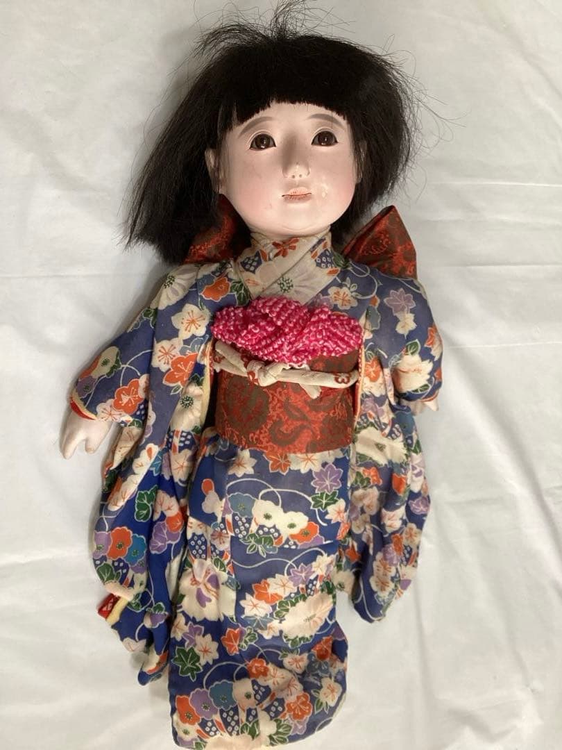 市松人形　人形師　伊藤直島作　昭和レトロ　抱き人形　吹子付き　ガラス眼　人毛