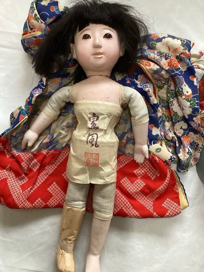 市松人形　人形師　伊藤直島作　昭和レトロ　抱き人形　吹子付き　ガラス眼　人毛