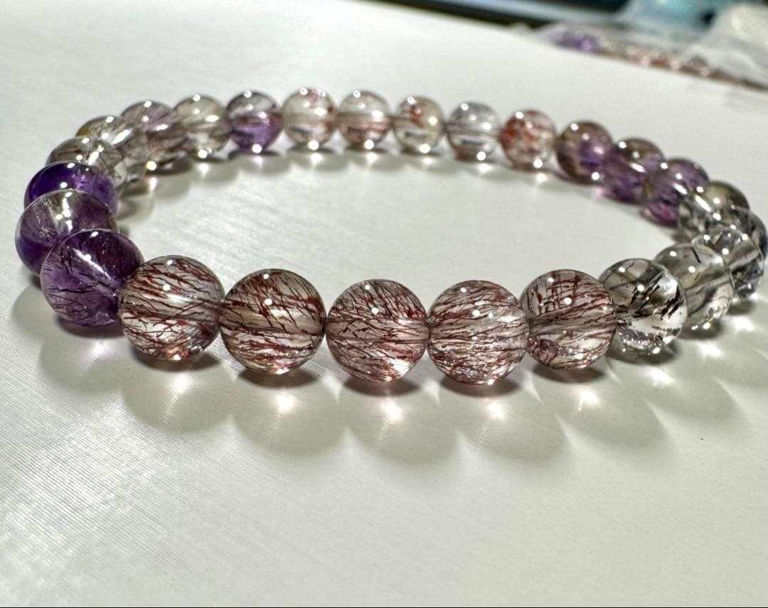 高品質 透明感◎ スーパーセブン 7mmアップ ブレスレット 天然石