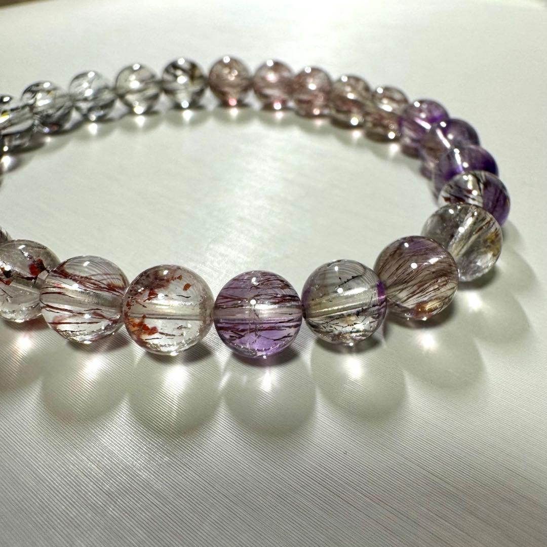 高品質 透明感◎ スーパーセブン 7mmアップ ブレスレット 天然石