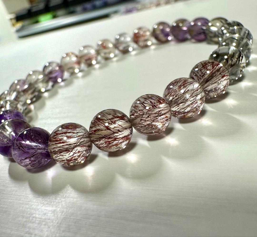 高品質 透明感◎ スーパーセブン 7mmアップ ブレスレット 天然石