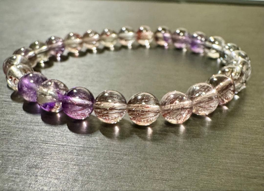 高品質 透明感◎ スーパーセブン 7mmアップ ブレスレット 天然石