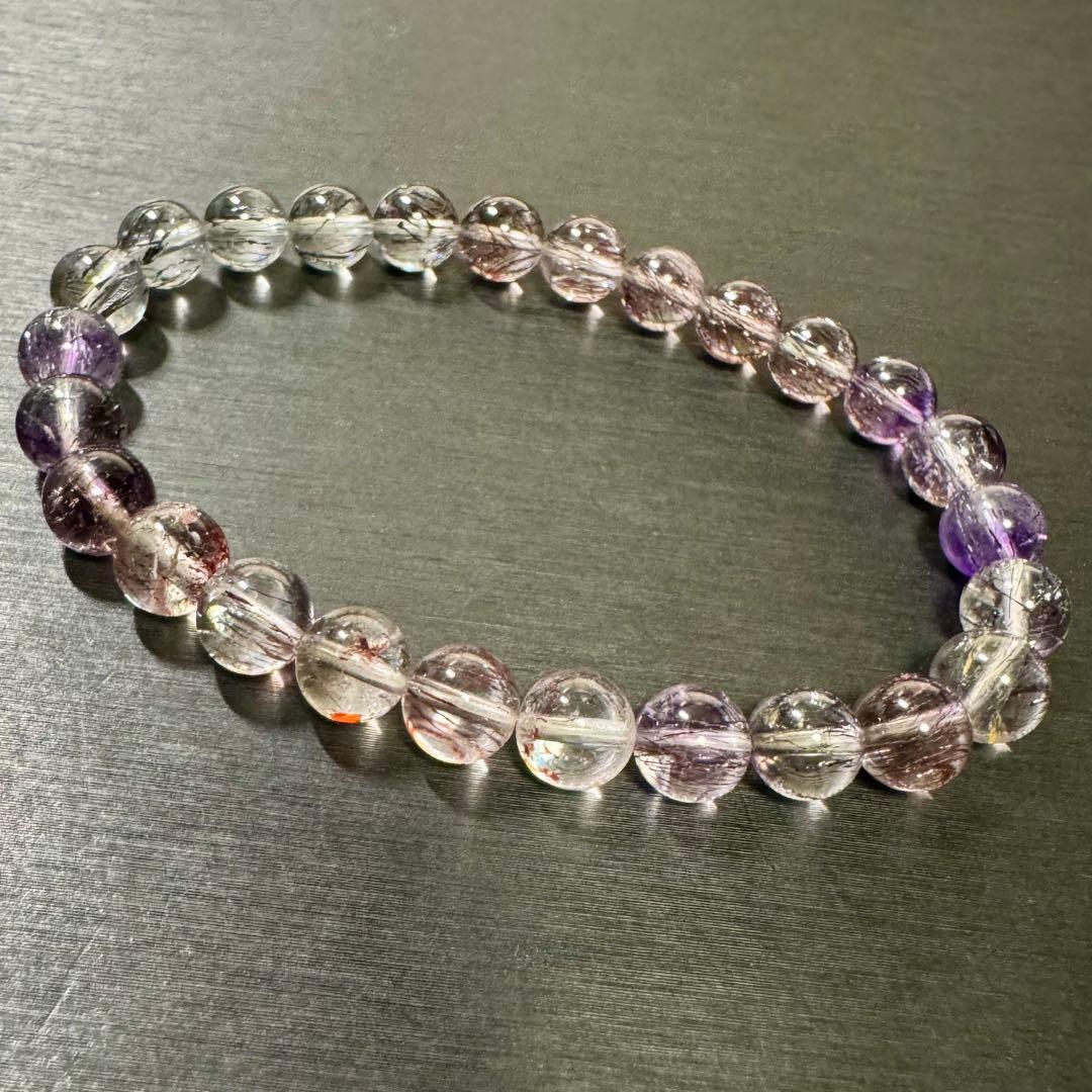 高品質 透明感◎ スーパーセブン 7mmアップ ブレスレット 天然石