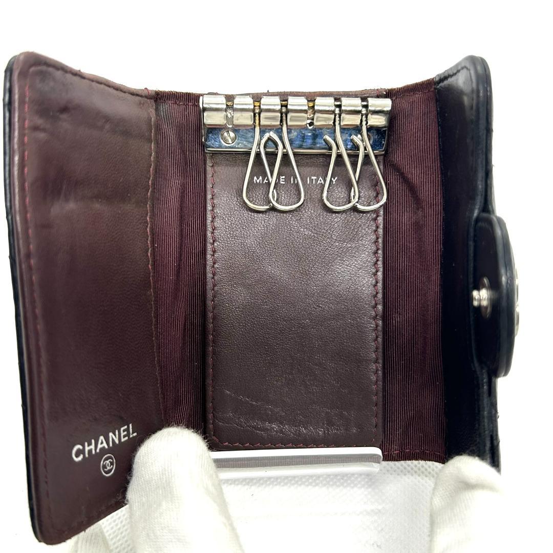 シャネル　キーケース　マトラッセ　ココマーク　黒　ギャランティー　箱付き