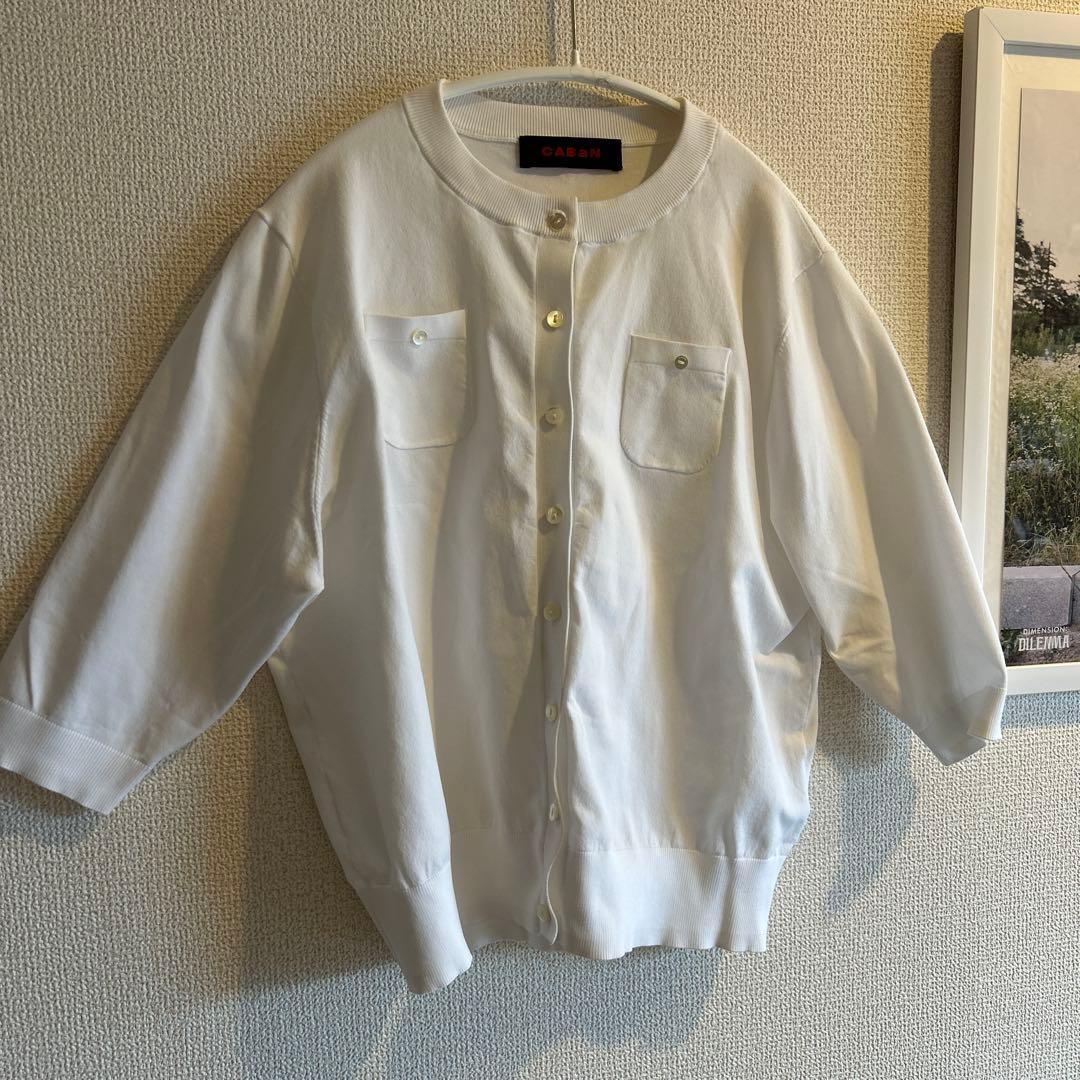 CABaN ファインポリエステル ハーフスリーブポケットカーディガン