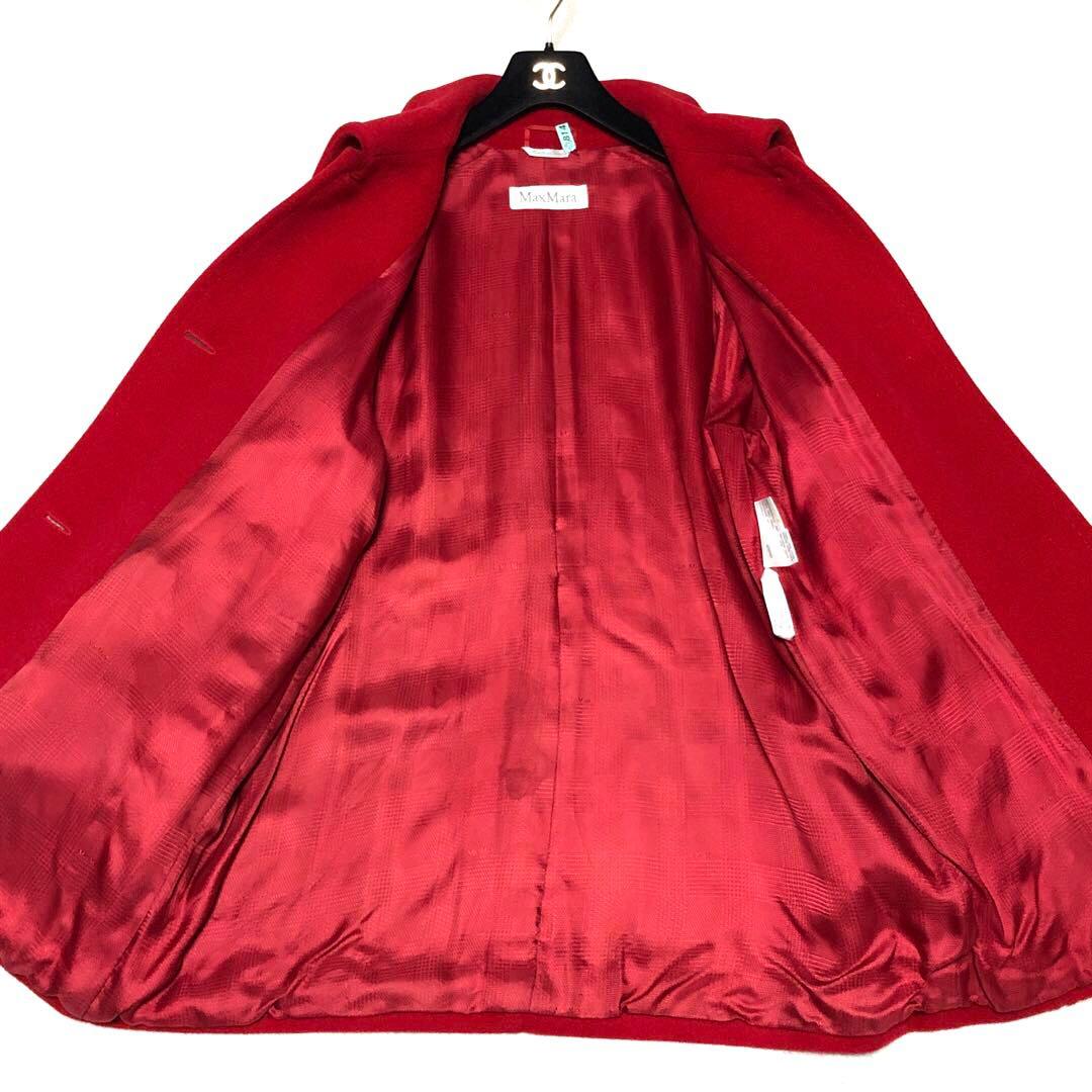 極美品　白タグ　マックスマーラ　チェスターコート　ヴァージンウール100%　赤