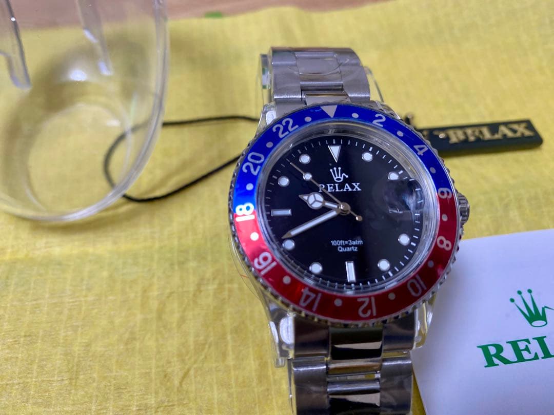RELAX クォーツ腕時計 GMT風 ペプシ　リラックス