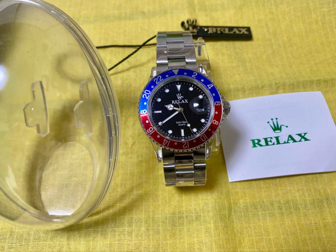 RELAX クォーツ腕時計 GMT風 ペプシ　リラックス