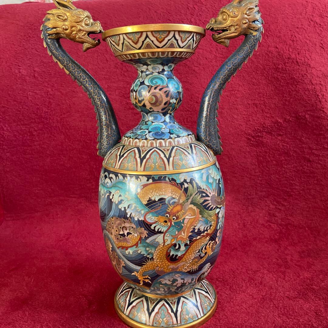 双龍、飛虎➖法蜋彩絵花瓶