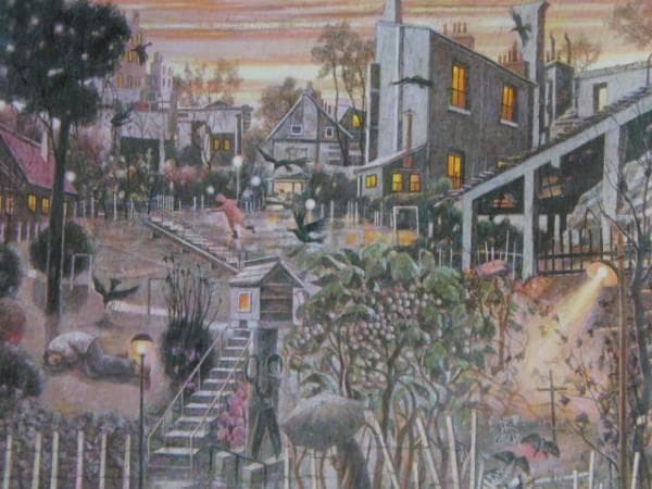 高岸昇、雨降る（蝶の墓）、希少画集画、新品額装付、状態良好