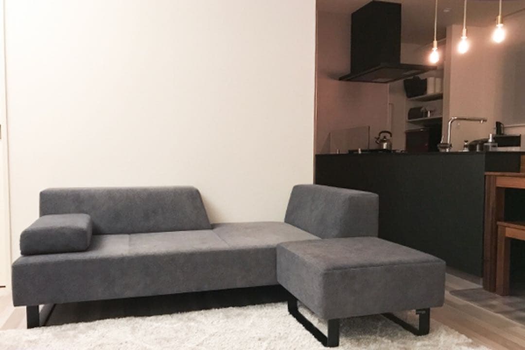 FLANNELSOFA2.5人掛けソファ+スツール＋クッション3種セット グレー