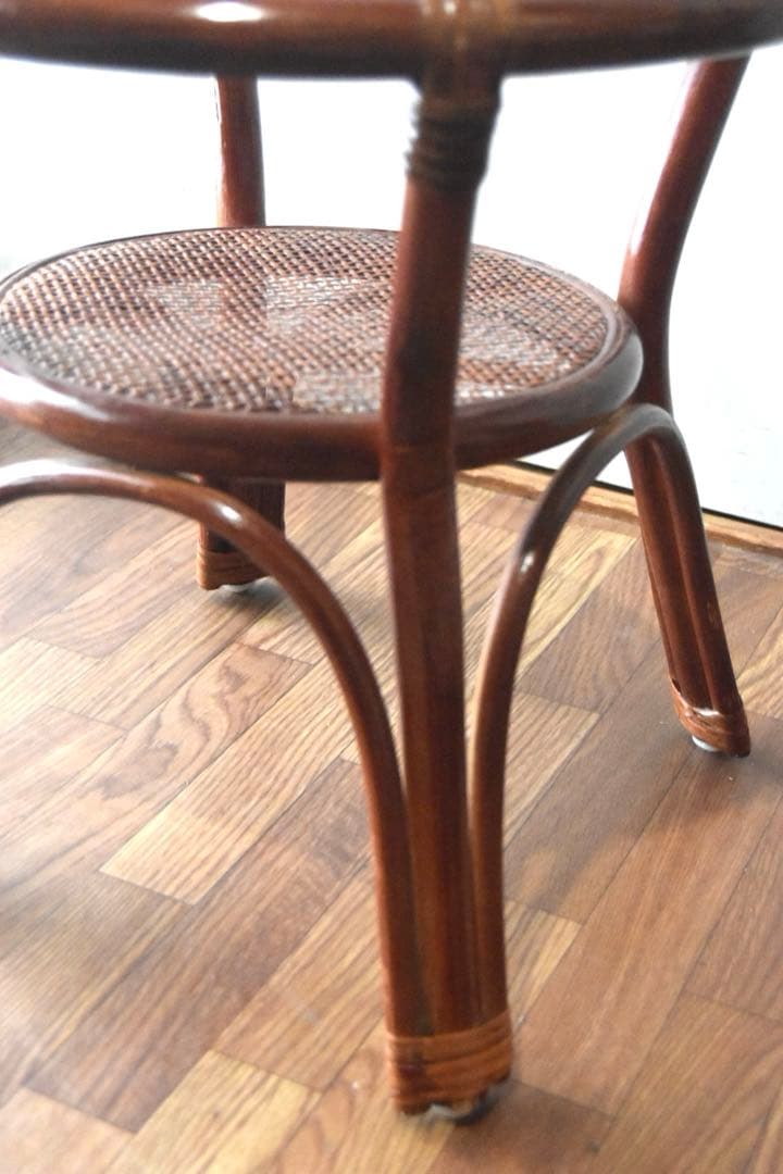 ラタン ガラステーブル