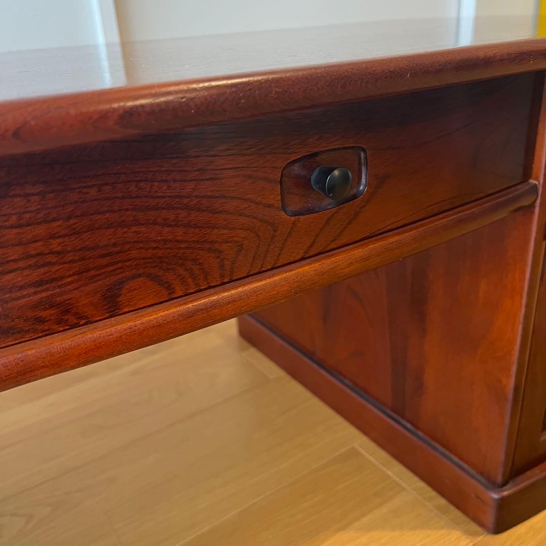 【karimoku】文机 ライティングデスク レトロ 書斎机 収納付き 木製