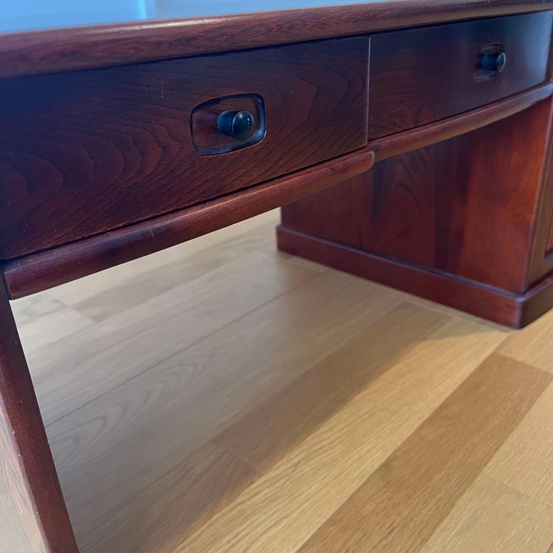 【karimoku】文机 ライティングデスク レトロ 書斎机 収納付き 木製