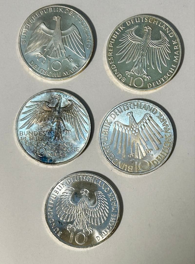 ドイツ10マルク銀貨　5種5枚セット　1972 年ミュンヘンオリンピック