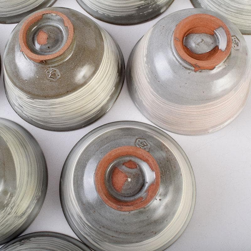 リンゴスパンキー 　京焼　玉欽作　三島手　数茶碗　十客　共箱　8535D